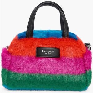 Kate Spade Puffed Striped Faux Fur Satchel NWT